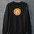 Svart Bitcoin crewneck med originalt Bitcoin-logosymbol fra iKrypto-kolleksjonen, produsert av Sparxwear